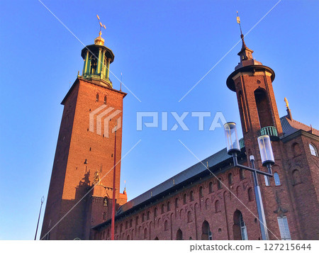 The tower of the Stockholm city hall in Stockholm,Sweden The tower of the Stockholm city hall in Stockholm,Sweden 127215644