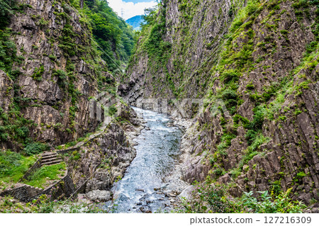 Niigata, Kiyotsu Gorge: A V-shaped columnar jointed valley 127216309