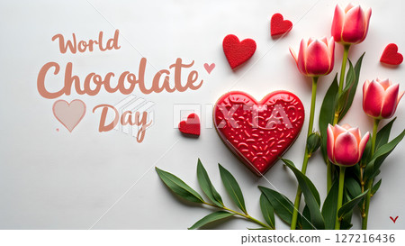 World Chocolate Day Celebration: A Sweet Symphony of Tulips and Heart-Shaped Delights 127216436