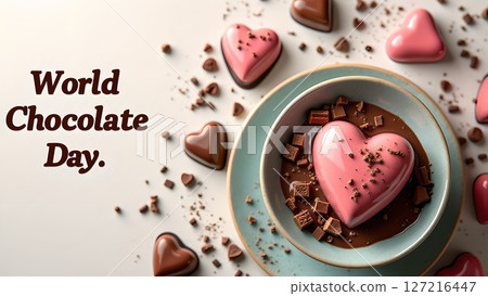 Celebrate World Chocolate Day with heart-shaped sweets and rich chocolate flavors Celebrate World Chocolate Day with heart-shaped sweets and rich chocolate flavors 127216447
