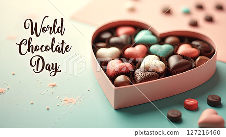 Festive World Chocolate Day Celebration with Heart-Shaped Chocolates Gift Box Festive World Chocolate Day Celebration with Heart-Shaped Chocolates Gift Box 127216460