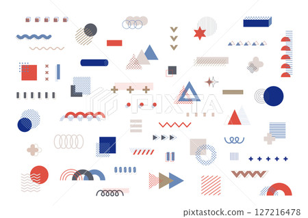 Geometric shapes decoration icon vector abstract set retro design background pattern art 127216478
