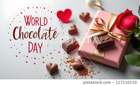 Elegant World Chocolate Day Celebration with Rose and Gift Arrangement Presents Love 127216510