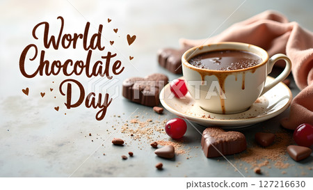 Celebration of World Chocolate Day with rich hot chocolate and decadent treats 127216630