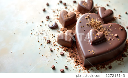 Heart-Shaped Chocolate Treats for Valentine's Day or Romantic Occasions 127217143