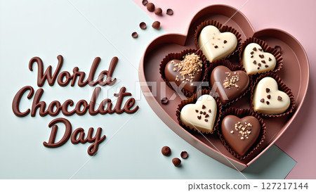 Delicious heart shaped chocolates for World Chocolate Day celebrations and gifting Delicious heart shaped chocolates for World Chocolate Day celebrations and gifting 127217144