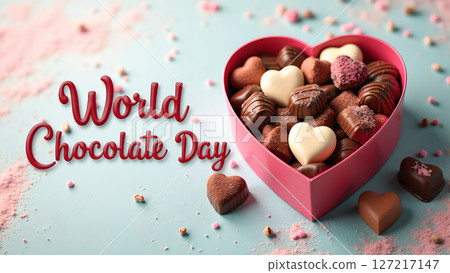 Celebrate World Chocolate Day with a delightful heart-shaped box of chocolates Celebrate World Chocolate Day with a delightful heart-shaped box of chocolates 127217147