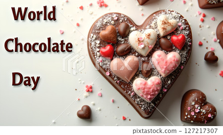 Celebrate World Chocolate Day with delicious heart-shaped treats and sweets delight 127217307