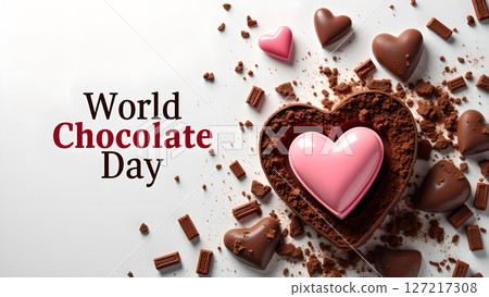 Celebrating World Chocolate Day with decadent chocolate hearts and sweet delights 127217308