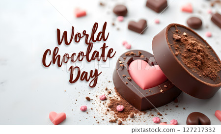 Celebrate World Chocolate Day with exquisite artisanal chocolate heart delights 127217332