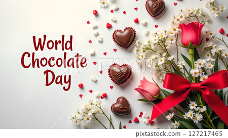 Celebrate World Chocolate Day with Heart-Shaped Delights and Floral Elegance 127217465
