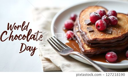 Celebrate World Chocolate Day with decadent chocolate pancakes and fresh cherries Celebrate World Chocolate Day with decadent chocolate pancakes and fresh cherries 127218190