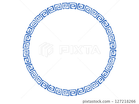 中國式框架 手繪閃電圖案，附筆觸 藍色圓圈 127218266