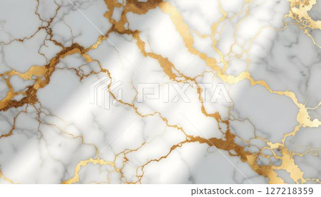 Luxury marble texture background with golden veins. 3D illustration 127218359