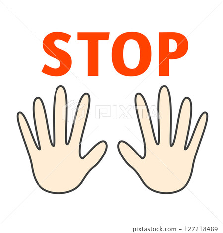 Stop hand icon illustration 127218489