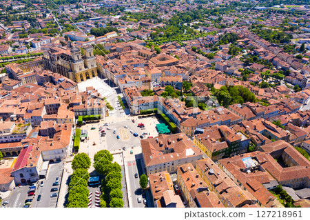 Panoramic view from the drone on the city Auch. France Panoramic view from the drone on the city Auch. France 127218961