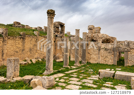 Temple of Minerva in archeological site of Dougga in north-west Tunisia Temple of Minerva in archeological site of Dougga in north-west Tunisia 127218979