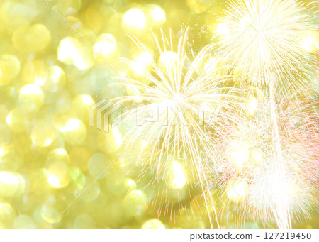 Bright and Colorful Fireworks Display with Soft Bokeh Background Celebration for New Year or Festive Events Creating a Magical Atmosphere of Joy and Happiness 127219450