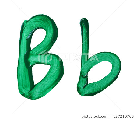 Hand-painted Green Letters B and b with isolated on white background. Hand-painted Green Letters B and b with isolated on white background. 127219766