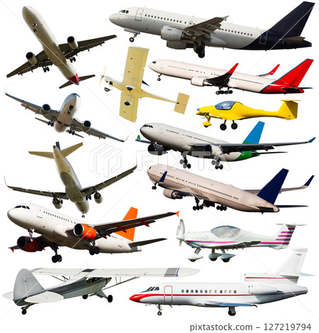 Collage of different modern airplanes Collage of different modern airplanes 127219794