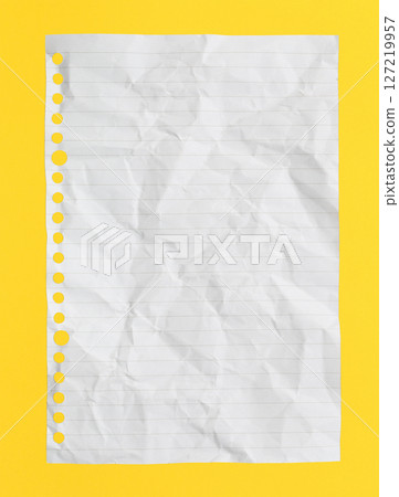 Crumpled Paper on Bright Yellow Background 127219957