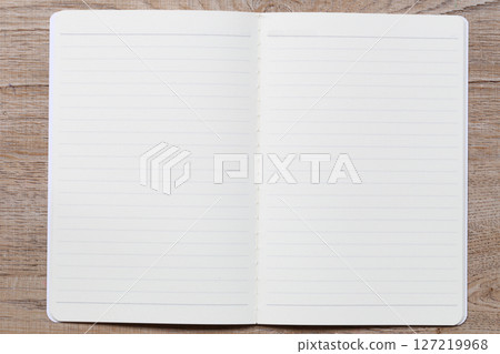 Blank Notebook on Wooden Table for Creativity 127219968