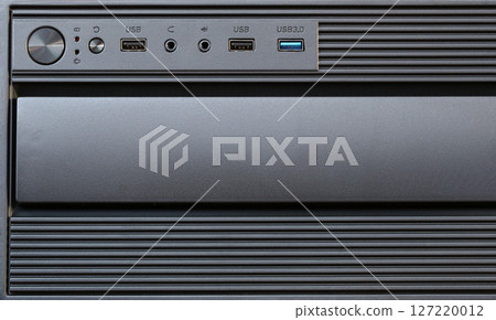 Modern Computer Case with USB Ports and Design Elements 127220012