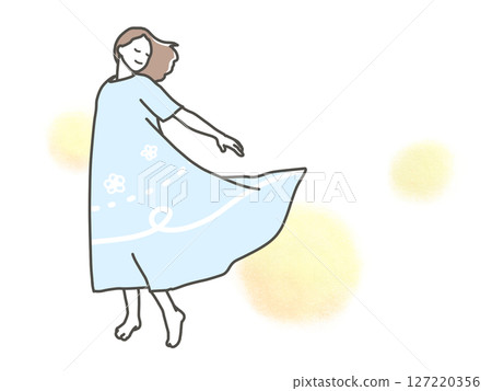 A woman feeling the wind 127220356