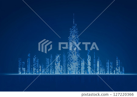 Concept smart city made up of luminous data points 127220366