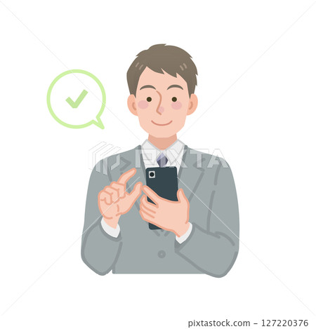 Businessman touching a smartphone Businessman touching a smartphone 127220376