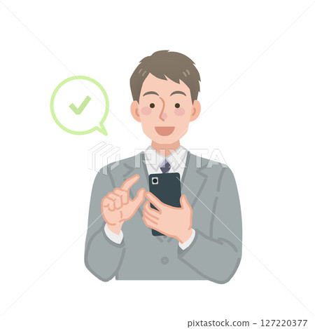 Businessman touching a smartphone Businessman touching a smartphone 127220377