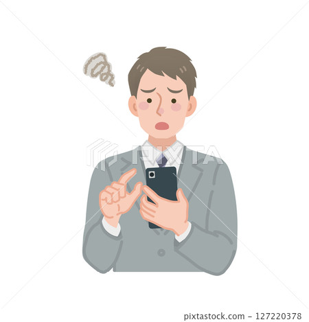 A businessman who has trouble seeing a smartphone A businessman who has trouble seeing a smartphone 127220378