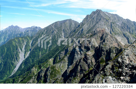 Hotaka mountains / A panoramic view of the Yari-Hotaka traverse from Nishi-Hotakadake in midsummer 127220384