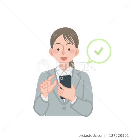 Business woman operating a smartphone Business woman operating a smartphone 127220391