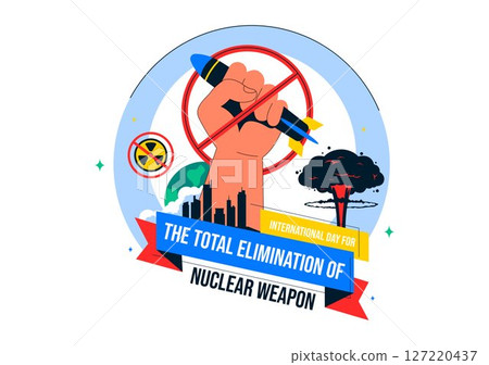 International Day for the Total Elimination of Nuclear Weapons Vector Illustration Featuring a Nuclear Bomb Explosion in a Flat Style Background 127220437