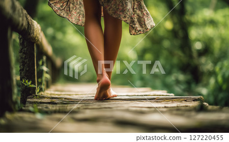 Wilderness lifestyle moments depicting female freedom in nature Wilderness lifestyle moments depicting female freedom in nature 127220455