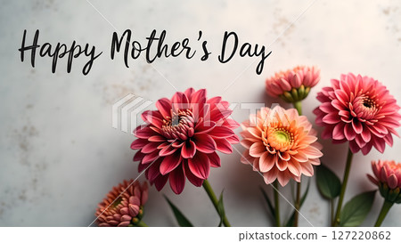 Elegant Mother's Day floral arrangement with dahlias in shades of pink and peach Elegant Mother's Day floral arrangement with dahlias in shades of pink and peach 127220862
