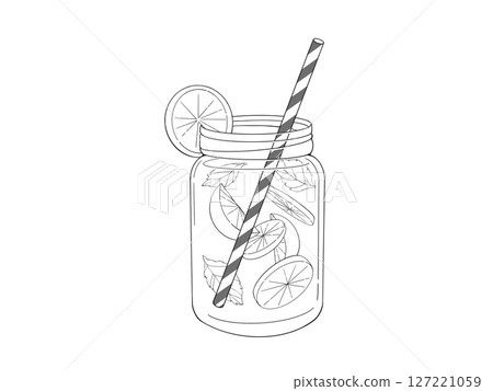 Simple monochrome illustration of a bottle of lemonade Simple monochrome illustration of a bottle of lemonade 127221059