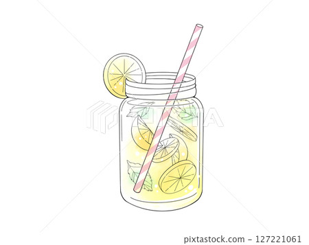 Simple watercolor illustration of a bottle of lemonade Simple watercolor illustration of a bottle of lemonade 127221061