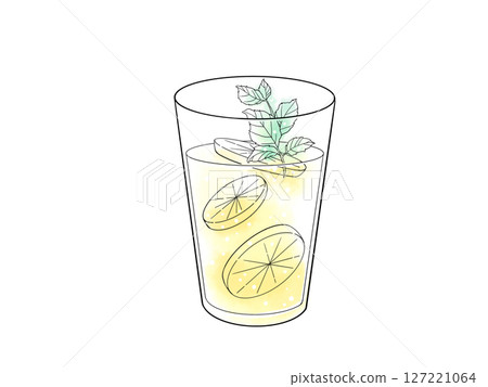 檸檬薄荷汁的簡單水彩畫 檸檬薄荷汁的簡單水彩畫 127221064