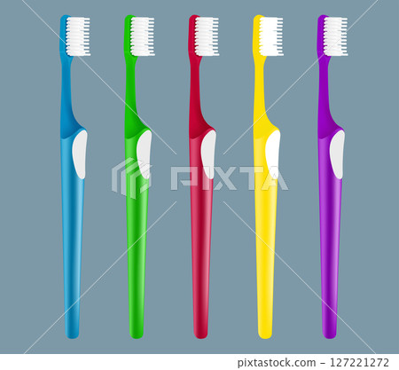 Modern toothbrush in different colors 127221272