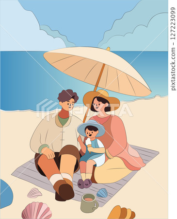 Happy Family on Beach Vacation Summer Travel Happy Family on Beach Vacation Summer Travel 127223099