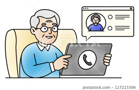 Elderly people video calling, online conversation Elderly people video calling, online conversation 127223306