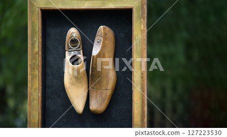Vintage Wooden Shoe Lasts in a Classic Framed Display 127223530