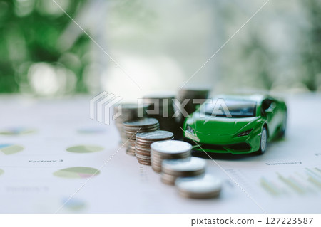 ESG strategies are driving business growth, boosting revenue and financial success by aligning economic goals with sustainable finance. growth, revenue, finance, economic, financial. green car 127223587