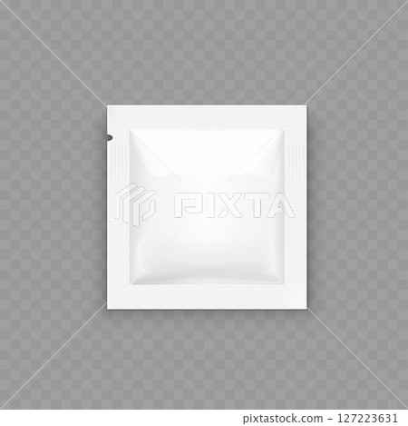 Blank White Sachet Packet Mockup - Single Serving Pouch. Vector 127223631