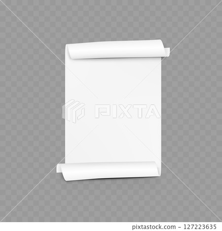 Blank White Paper Scroll Mockup - Modern Document Template. Vector Blank White Paper Scroll Mockup - Modern Document Template. Vector 127223635