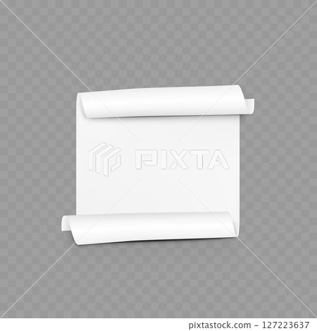 Blank White Paper Scroll Mockup - Modern Document Template. Vector 127223637