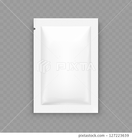Blank White Sachet Packet Mockup - Single Serving Pouch. Vector Blank White Sachet Packet Mockup - Single Serving Pouch. Vector 127223639
