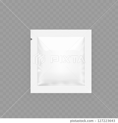 Blank White Sachet Packet Mockup - Single Serving Pouch. Vector Blank White Sachet Packet Mockup - Single Serving Pouch. Vector 127223643